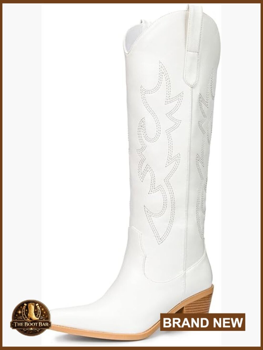 Knee High Western Cowboy Boots - Pointed Toe Chunky Heel Wide Calf Pull On